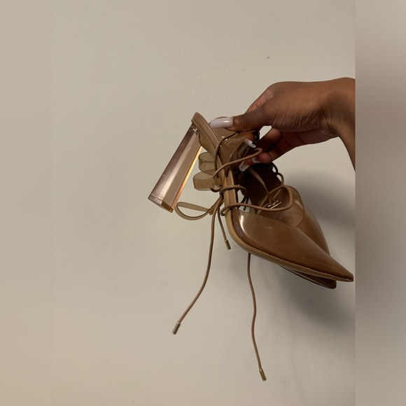 Nude Aldo Clear Strap Up Heels 👠 - Picture 3 of 3